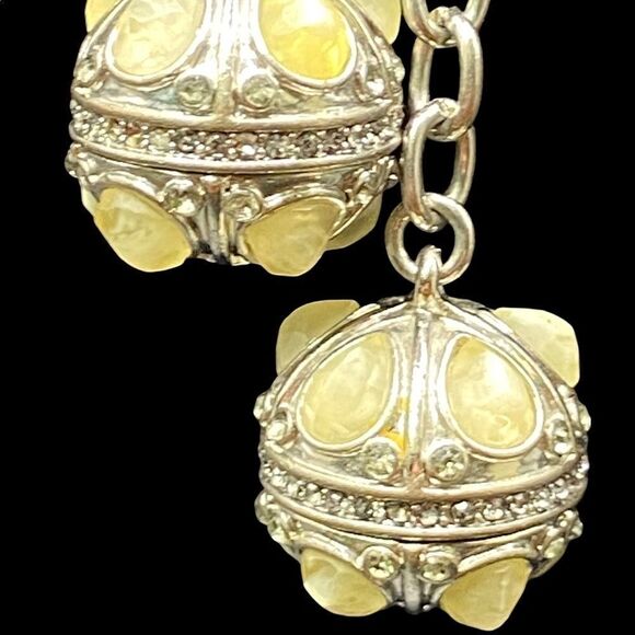 Karen Kane signed lariat necklace ring silver tone rhinestones white pear shape - Picture 7 of 16